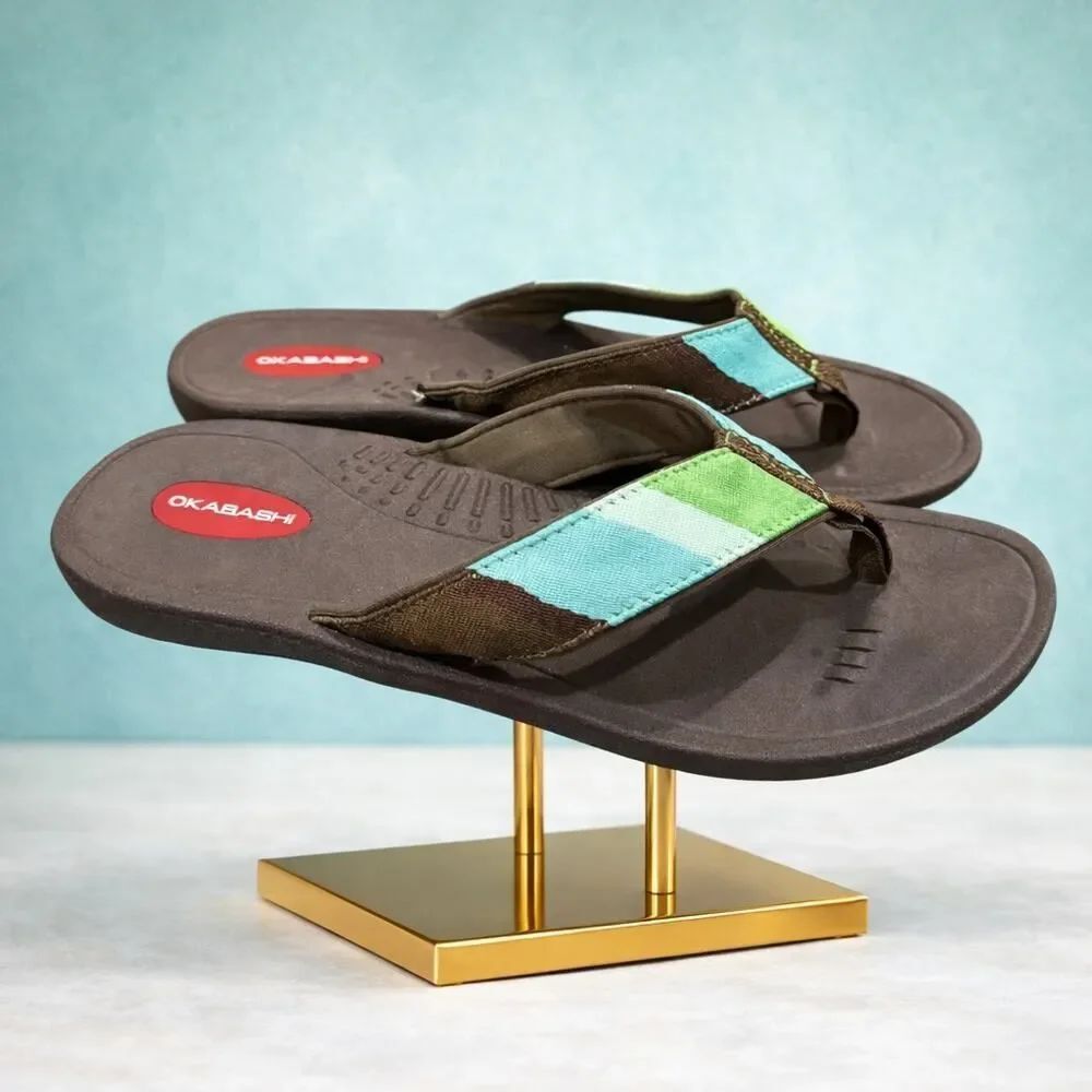 Oka-B Women’s Striped Slide Thong Sandals ML M L 8.5 - 9.5
